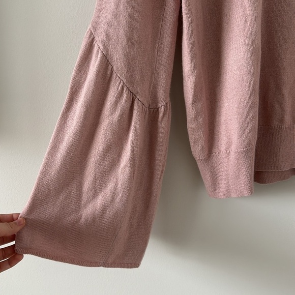 Leith Pink Fluted Bell Long Sleeve Knit Sweater Bell Cotton Wool Blend Small - Picture 3 of 13